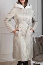 ⇆ Reversible Faux Alpaca Satin Hooded Coat - SJB-DIAMOND ELITES