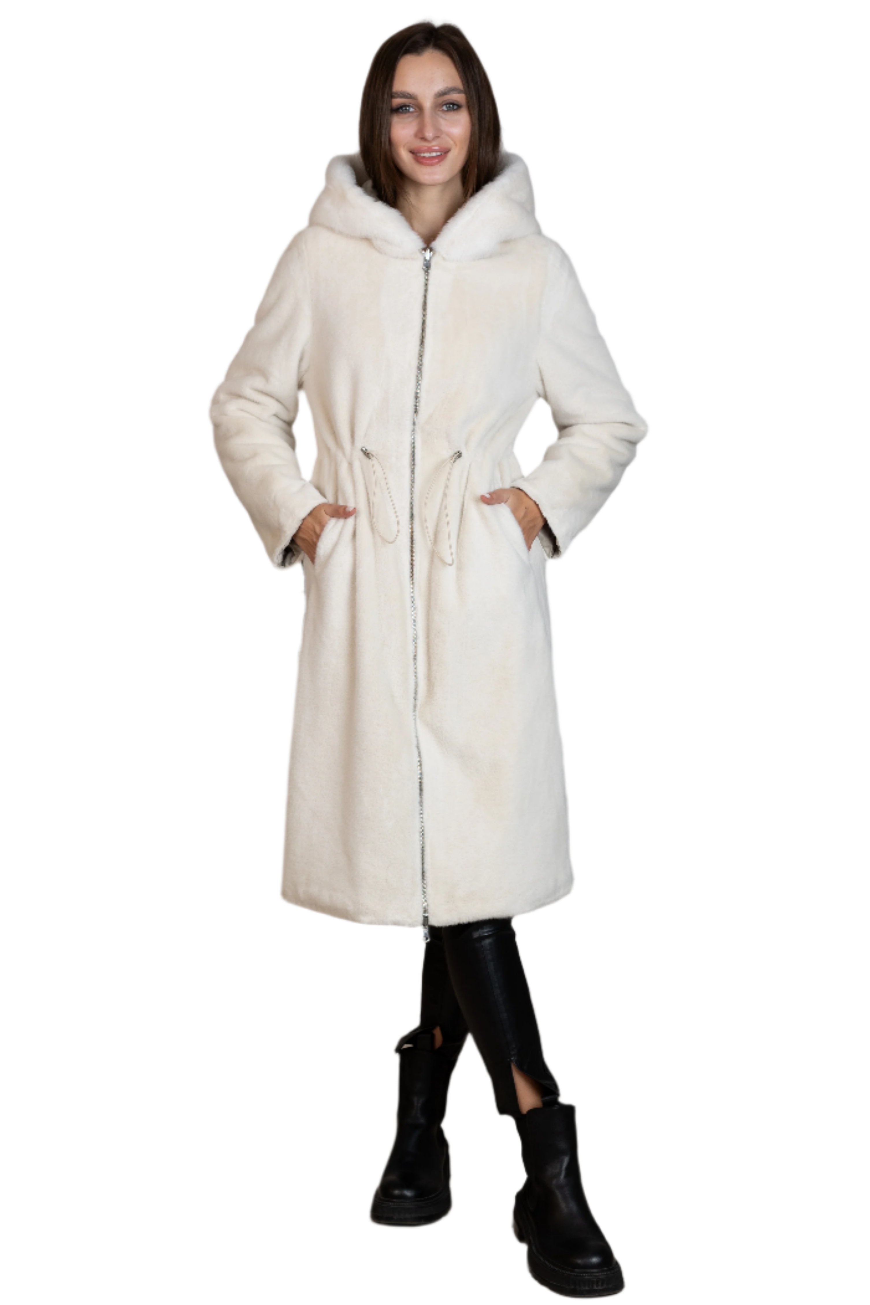 ⇆ Reversible Faux Alpaca Satin Hooded Coat - SJB-DIAMOND ELITES