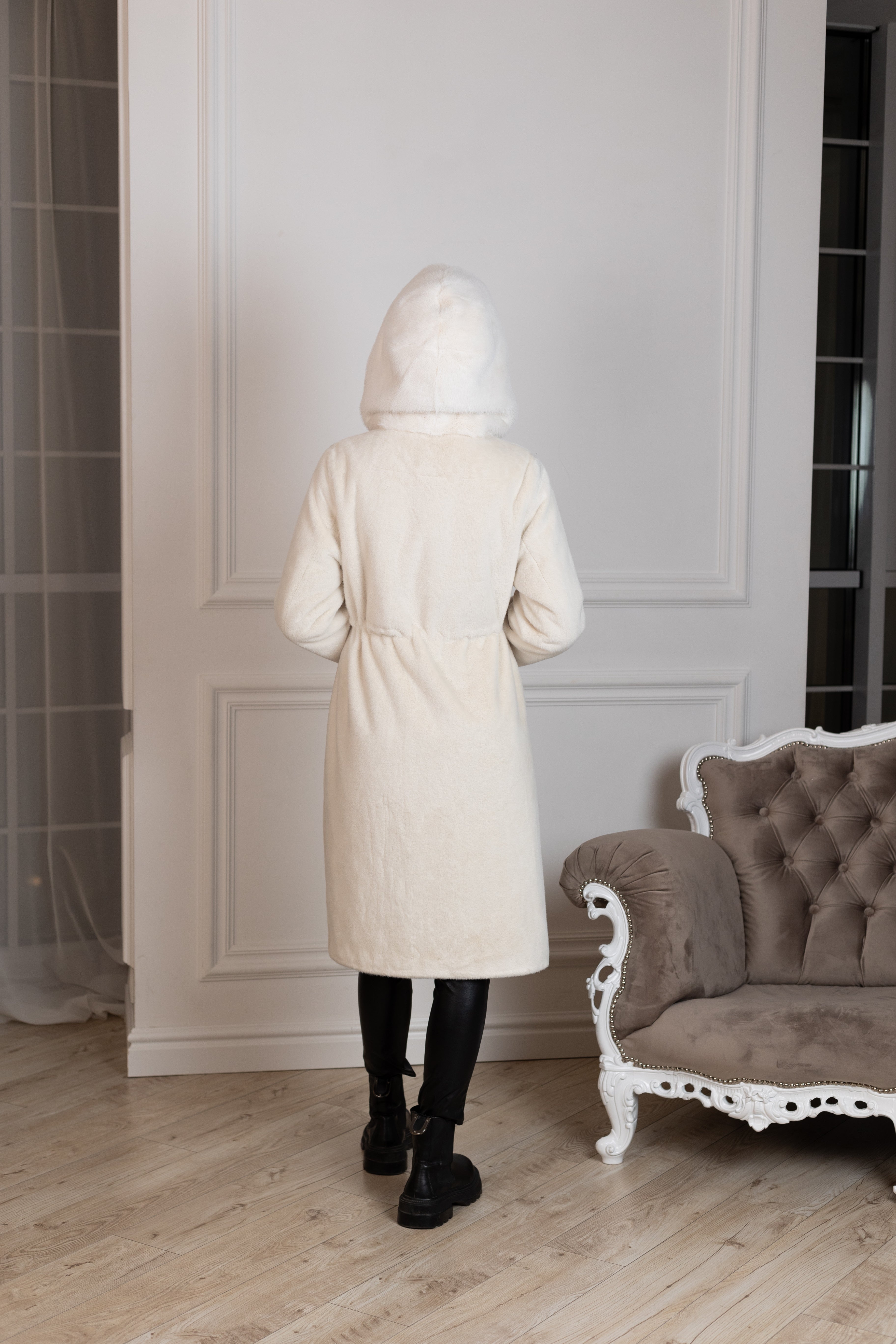 ⇆ Reversible Faux Alpaca Satin Hooded Coat - SJB-DIAMOND ELITES