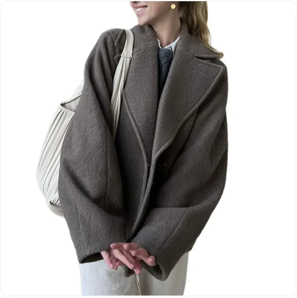 Double-Breasted Short Wool Coat Pi-Mart