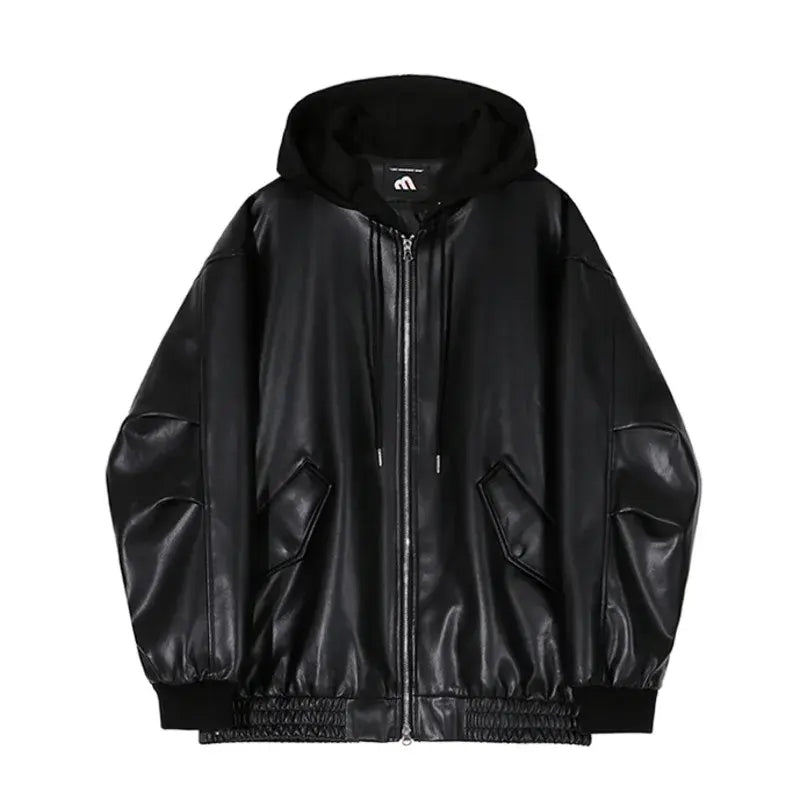Men's Hooded Leather Jackets Pi-Mart