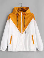 Color Block Hooded Jacket with Elastic Waist (Summer)