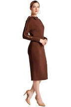 Josefa Asymmetric Convertible Midi Dress - Gold Zipper Detail