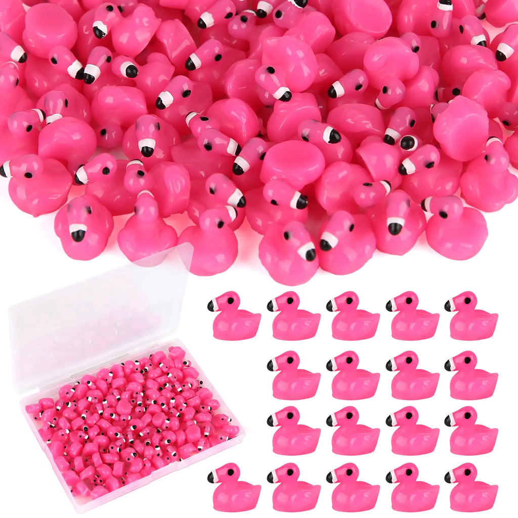 TOUCH TOP 100pcs Mini Flamingo Resin Ducks Pink Flamingo Figurine Tiny Resin Animals Set Toy Bulk for Garden Lawn Flamingos Decor DIY Craft Dollhouse Micro Landscape Fairy Party Gifts Pi-Mart