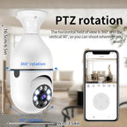 360° 1080P IP E27 Light Bulb Camera Wi-Fi IR Night Smart Home Wireless Security Pi-Mart