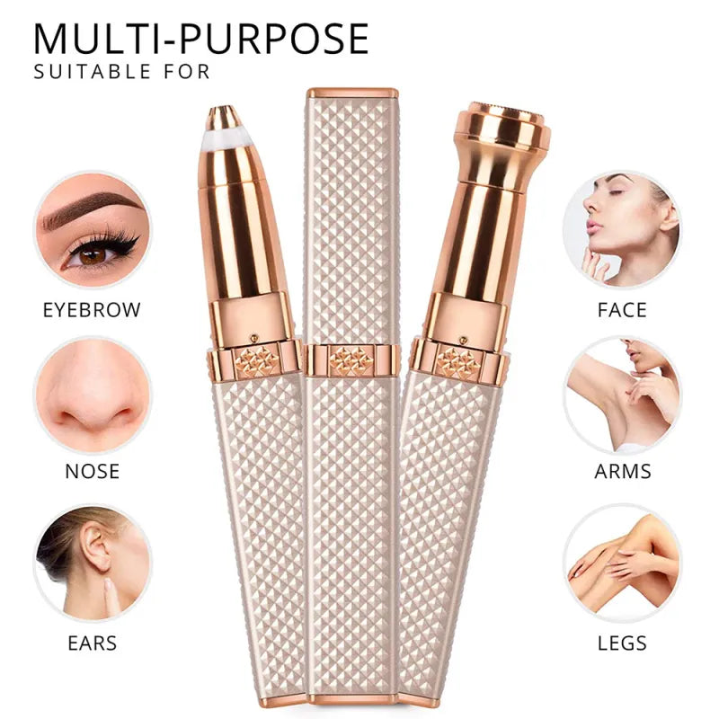 USB Rechargeable Lipstick Shaver 2 in 1 Ladies Eyebrow Trimmer Pi-Mart