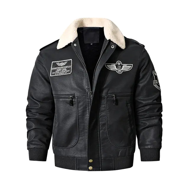 Men's Vintage Brown Bomber Leather Jacket for Winter Pi-Mart