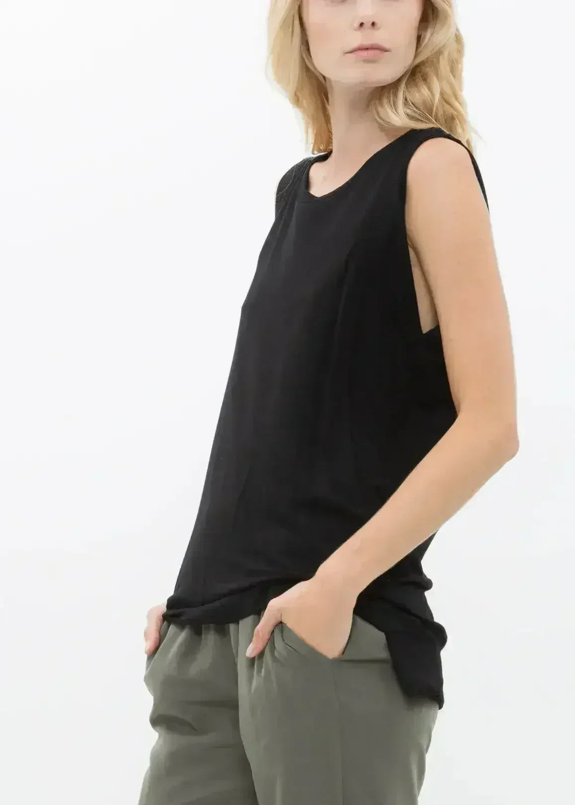 Women's Rib Contrast Muscle Tank Top - SJB-DIAMOND ELITES