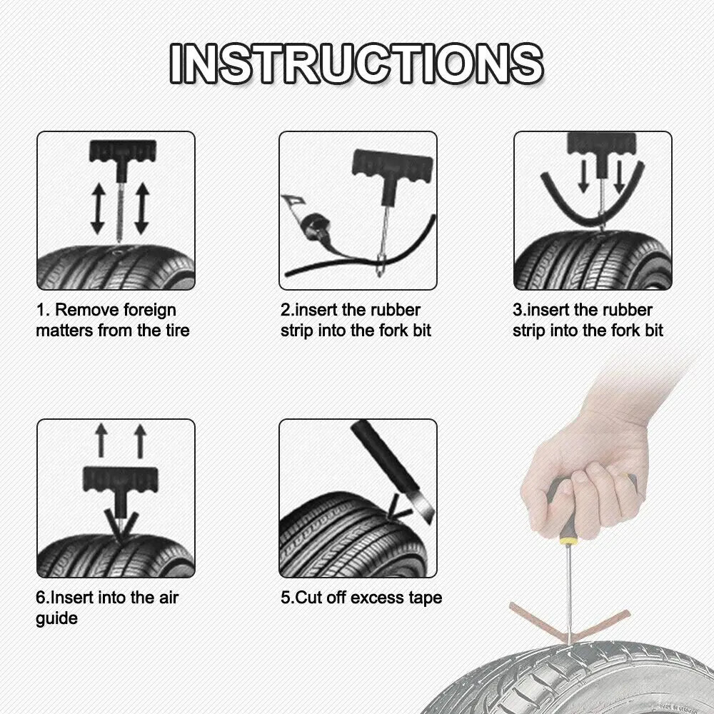 68pc Tire Repair Kit DIY Flat Tire Repair Car Truck Motorcycle Home Plug Patch Pi-Mart