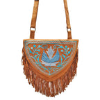 Kashida Embroidered Bihar Suede Fringe Tassel Shoulder Bag