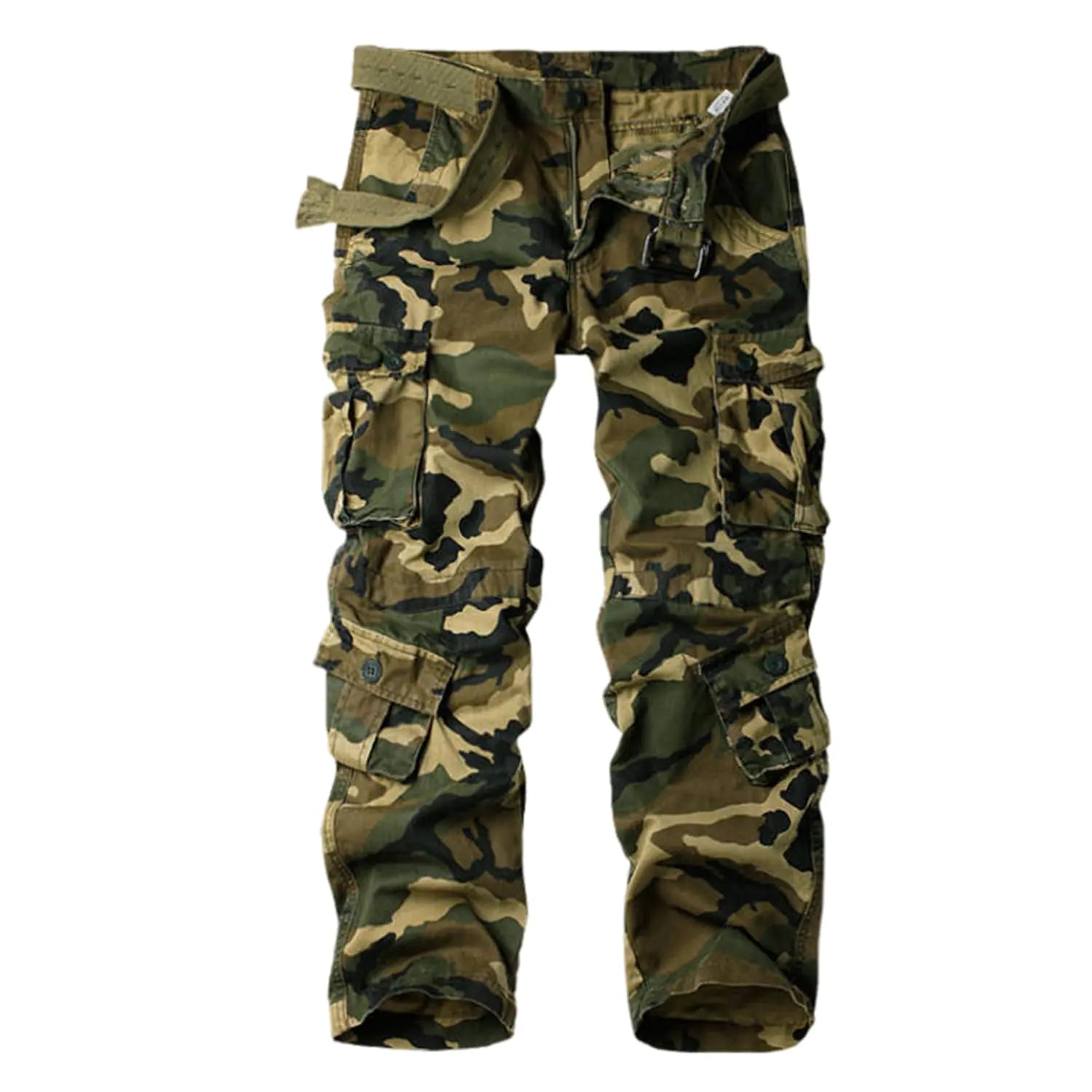 XNMAYA Mens Classic Casual Pants Heavy Cotton Cargo Work Trousers Military Army Combat Hiking Pant Multi Pockets Camo M 32