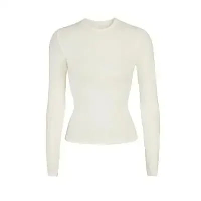 Solid Color Women's Long Sleeve Tight T-shirt High Quality Cotton Fabric Soft and Comfortable Round Neck Top - SJB-DIAMOND ELITES