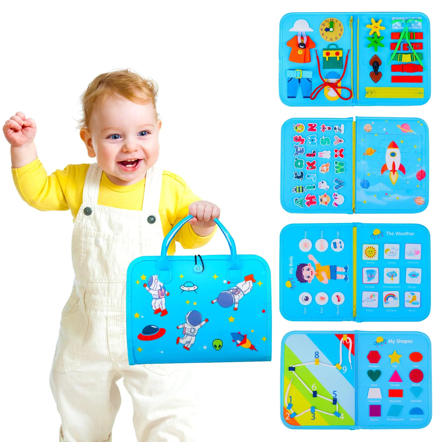 Toddler Busy Board Montessori Toys for 1 2 3 4 Year Old Boys Birthday Gifts - Educational Learning Busy Book Sensory Toys for Toddlers 1-3 - Airplane Car Travel Activities Toys for Kids Ages 2-4 Pi-Mart