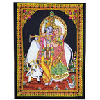 Krishna Wall Art Black Handpainted Cloth Banner Sequin BandsCo Straps