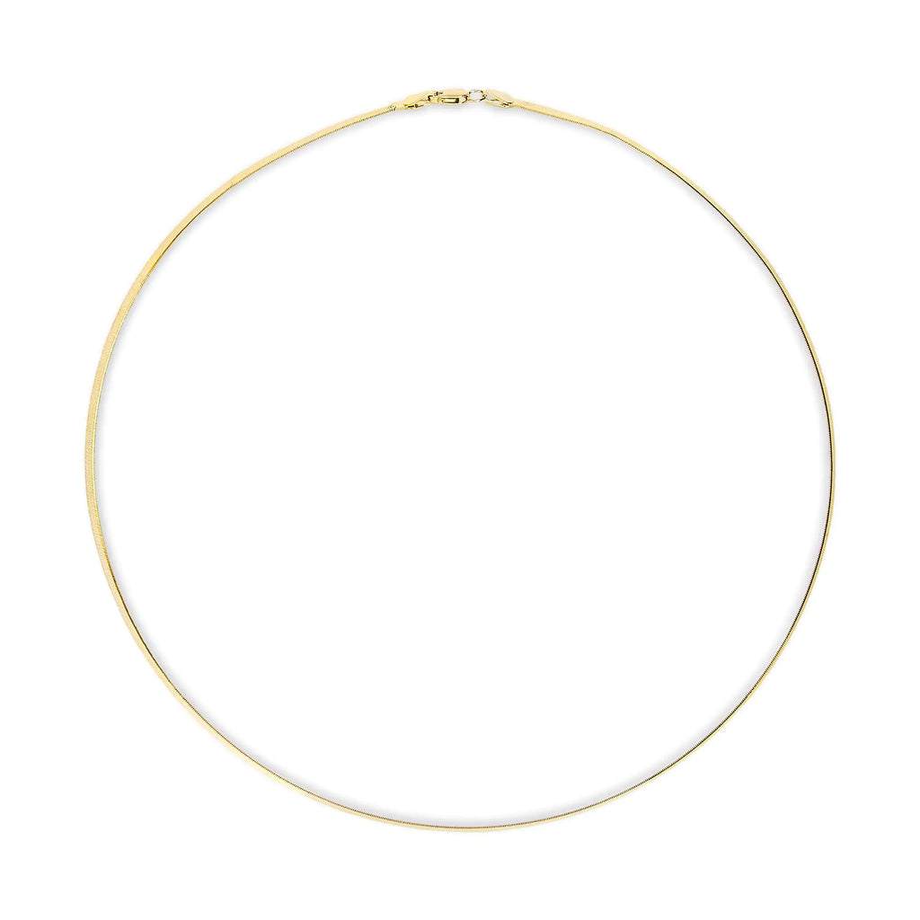 Unisex Solid 14K Gold 2.8mm Imperial Herringbone Chain Necklace Pi-Mart