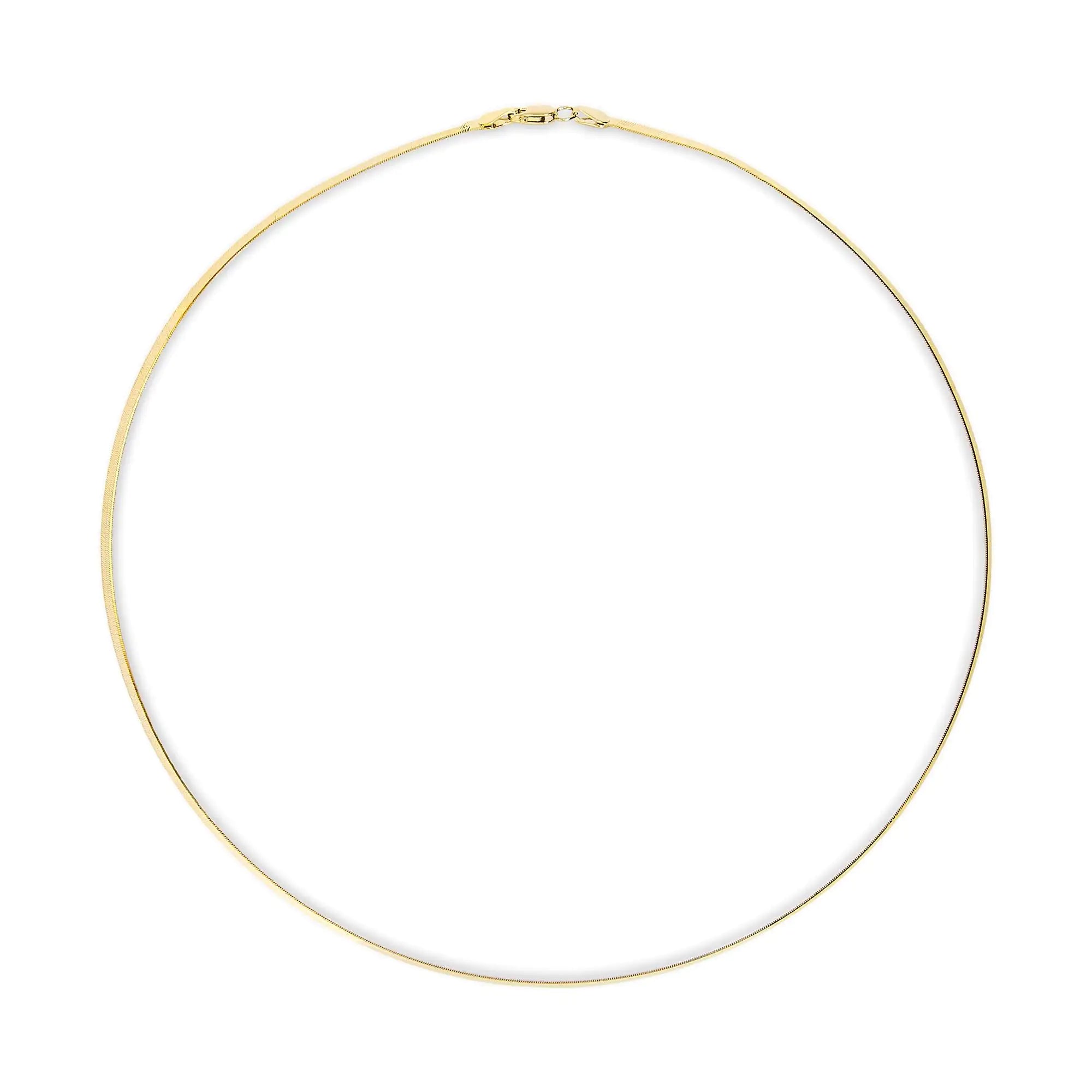 Unisex Solid 14K Gold 2.8mm Imperial Herringbone Chain Necklace Pi-Mart