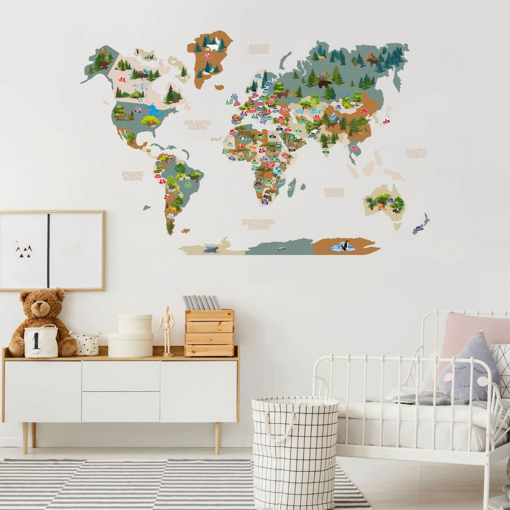 Kids World Map Khaki - SJB-DIAMOND ELITES
