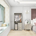 305 GreyCloset System: Walk-in Closet Organizer System with 4 Drawers Closet Kit with Shelves Hanging Rod Metal Handles Built-in Storage Organization 31.5"W x 15.7"D x 70.8"H Pi-Mart
