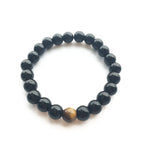 Natural Black Agate and Tiger Eye Beaded Bracelet Pi-Mart