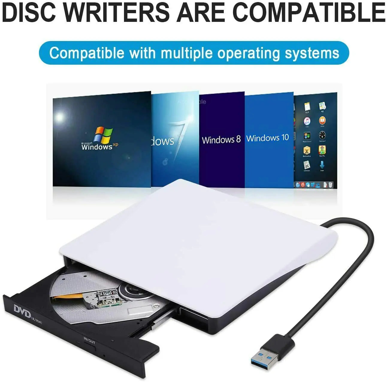 Slim External CD DVD Drive USB 3.0 Disc Player Burner Writer For Laptop PC Mac Pi-Mart