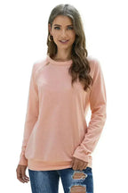 Women Gold Zip Detail Pink Pullover Sweatshirt - SJB-DIAMOND ELITES