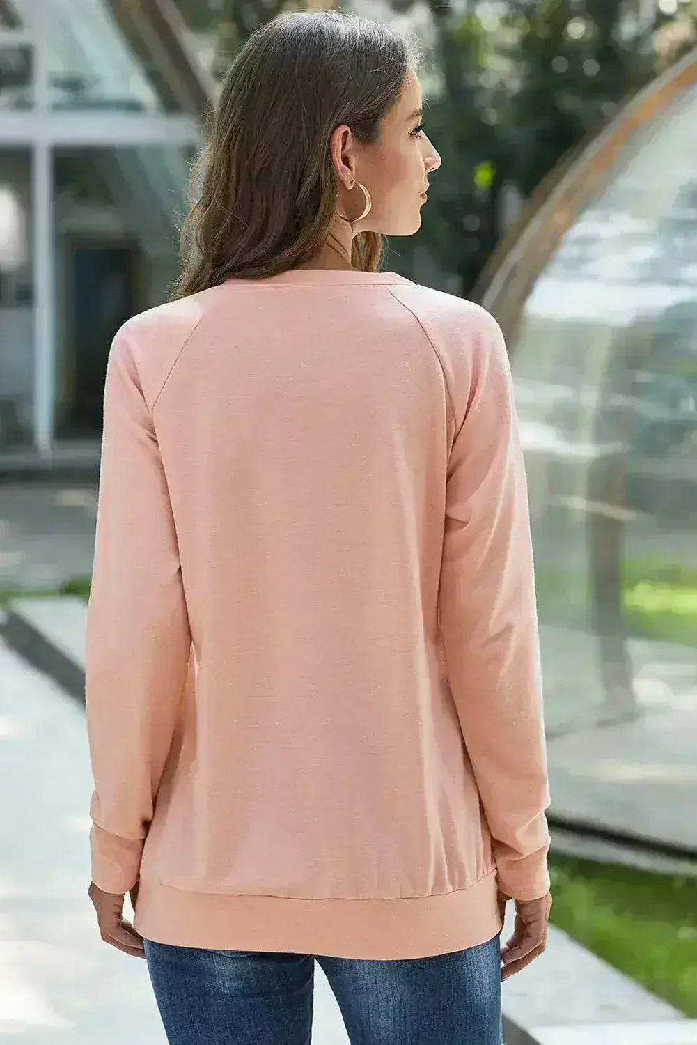 Women Gold Zip Detail Pink Pullover Sweatshirt - SJB-DIAMOND ELITES