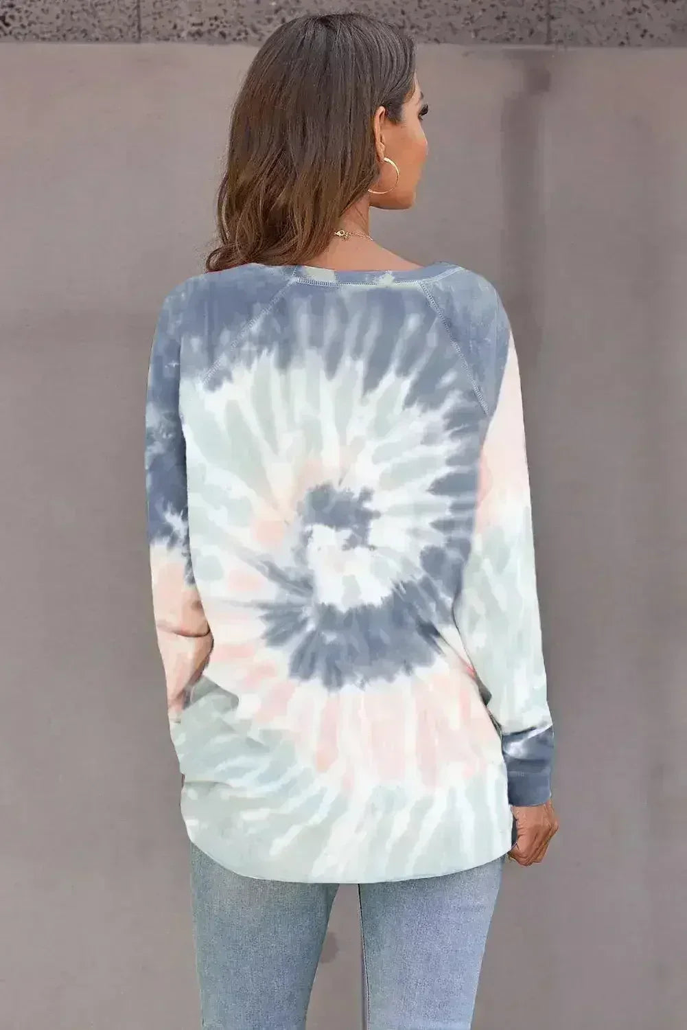 Multicolor Ombre Tie Dye Loose Casual Sweatshirt - SJB-DIAMOND ELITES
