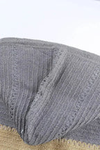 Womens Zipped Front Gray Colorblock Hollow-out Knit Hoodie - SJB-DIAMOND ELITES