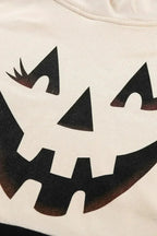 Cute Black Cowl Neck Pumpkin Print Color Block Halloween Sweatshirt - SJB-DIAMOND ELITES