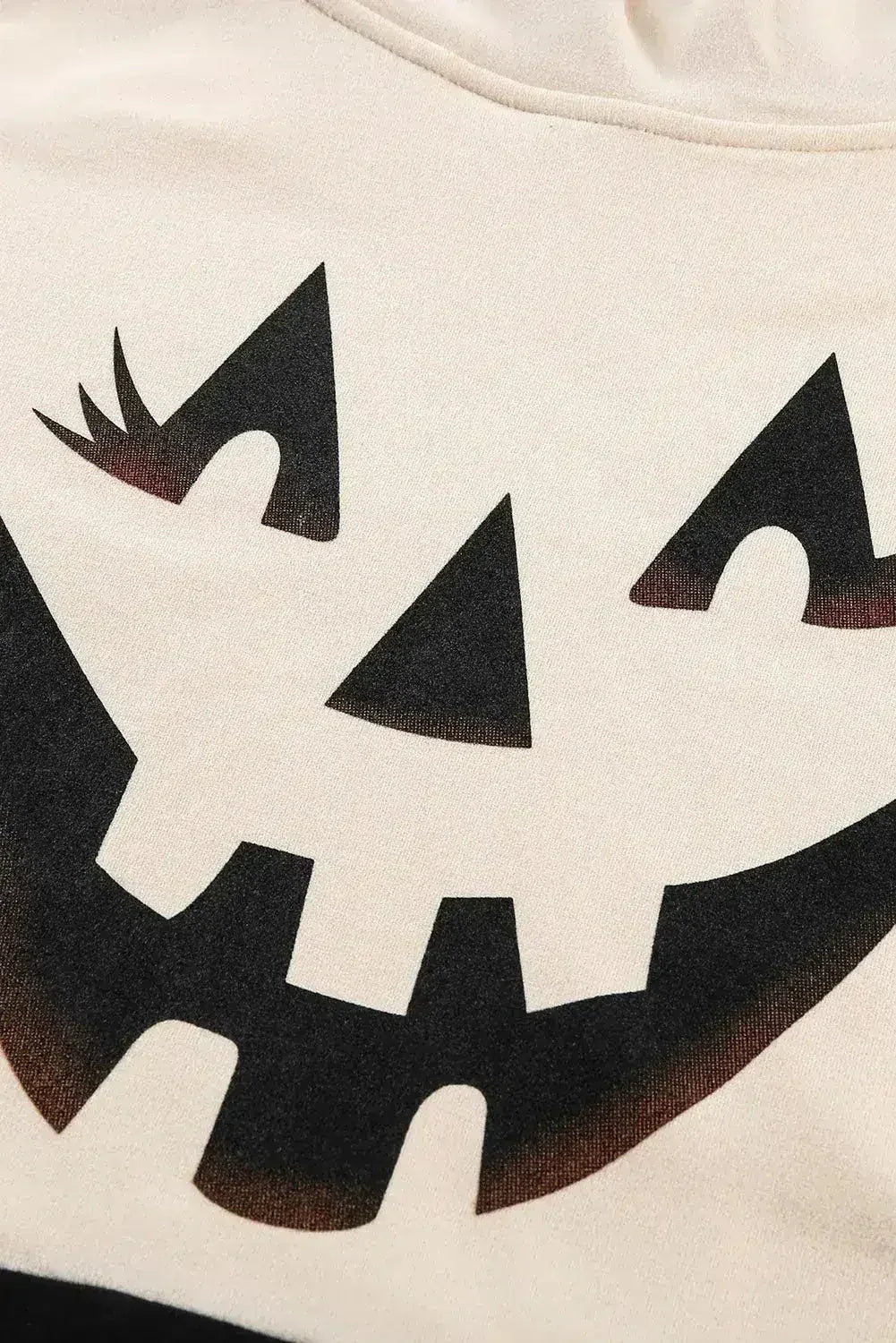 Cute Black Cowl Neck Pumpkin Print Color Block Halloween Sweatshirt - SJB-DIAMOND ELITES