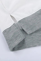 Women's Gray Color Block Round Neck Long Sleeves Pullover Sweatshirt - SJB-DIAMOND ELITES