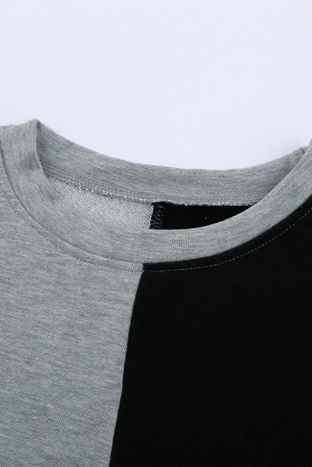 Women's Gray Color Block Round Neck Long Sleeves Pullover Sweatshirt - SJB-DIAMOND ELITES
