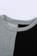 Women's Gray Color Block Round Neck Long Sleeves Pullover Sweatshirt - SJB-DIAMOND ELITES
