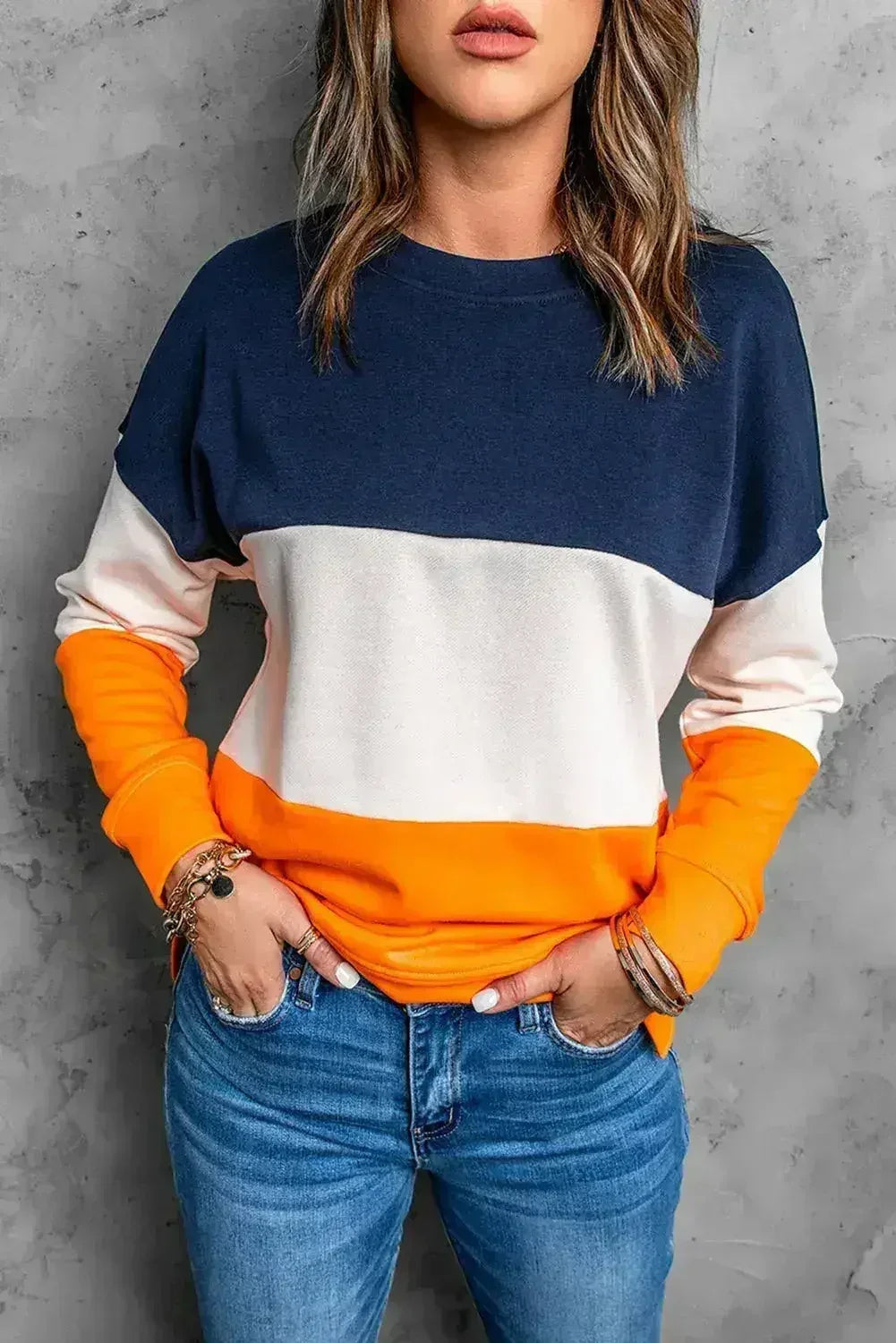 Colorblock Orange Sweatshirt - SJB-DIAMOND ELITES