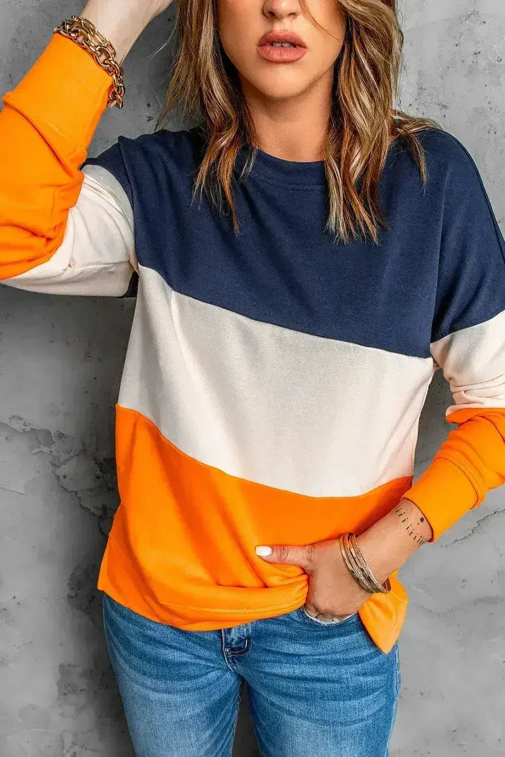 Colorblock Orange Sweatshirt - SJB-DIAMOND ELITES
