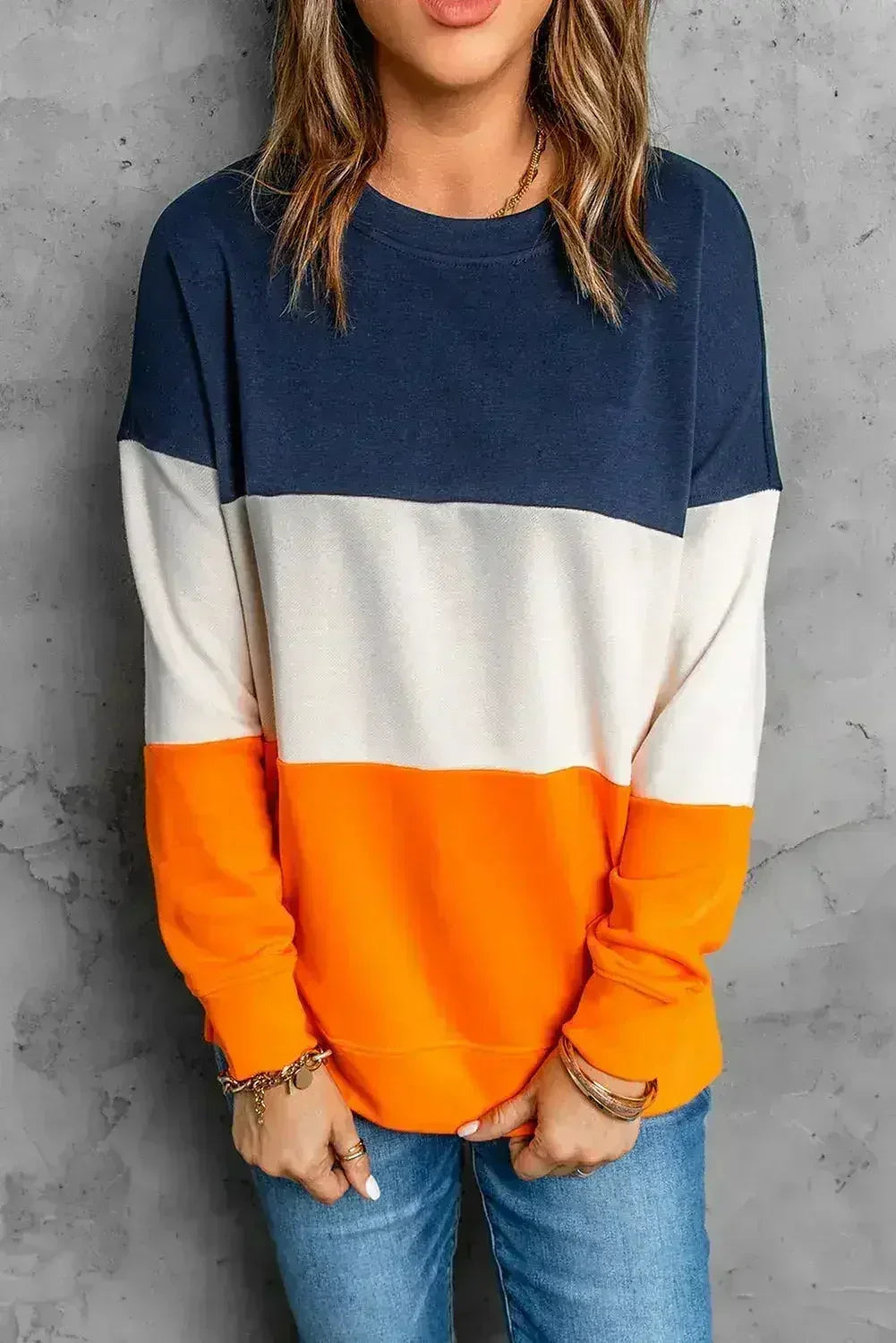 Colorblock Orange Sweatshirt - SJB-DIAMOND ELITES