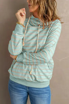 Green Striped Turtleneck Hoodie - SJB-DIAMOND ELITES