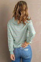 Green Striped Turtleneck Hoodie - SJB-DIAMOND ELITES