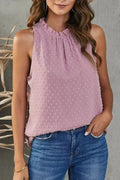 Pink Swiss Dot Ruffle Tank - SJB-DIAMOND ELITES