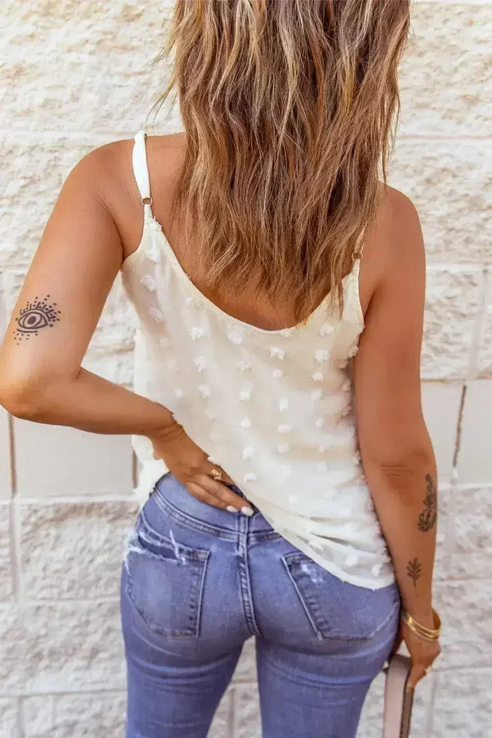 Swiss Dot Spaghetti Strap Tank Top – Cute & Flowy Summer Top - SJB-DIAMOND ELITES