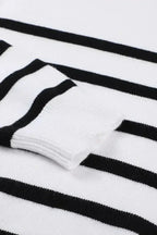 Winter White Striped Turtleneck Long Sleeve Sweater with Buttons - SJB-DIAMOND ELITES