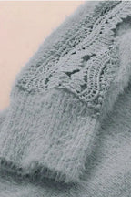 Gray Lace Splicing Sweater - SJB-DIAMOND ELITES