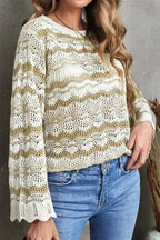 Wavy Stripe Crochet Sweater - SJB-DIAMOND ELITES