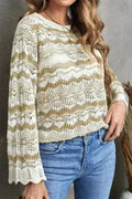 Wavy Stripe Crochet Sweater - SJB-DIAMOND ELITES