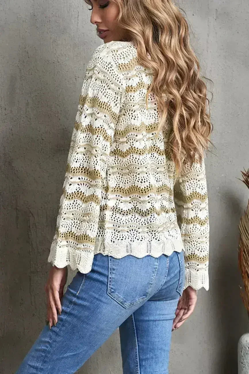 Wavy Stripe Crochet Sweater - SJB-DIAMOND ELITES