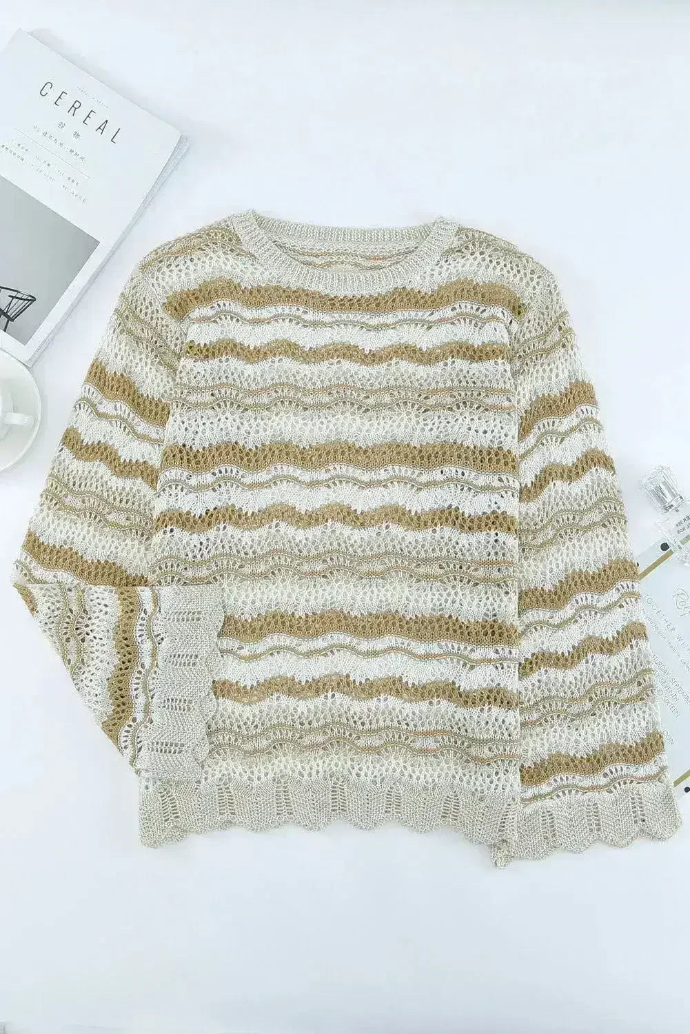 Wavy Stripe Crochet Sweater - SJB-DIAMOND ELITES
