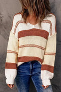 Beige Red Striped Sweater - SJB-DIAMOND ELITES