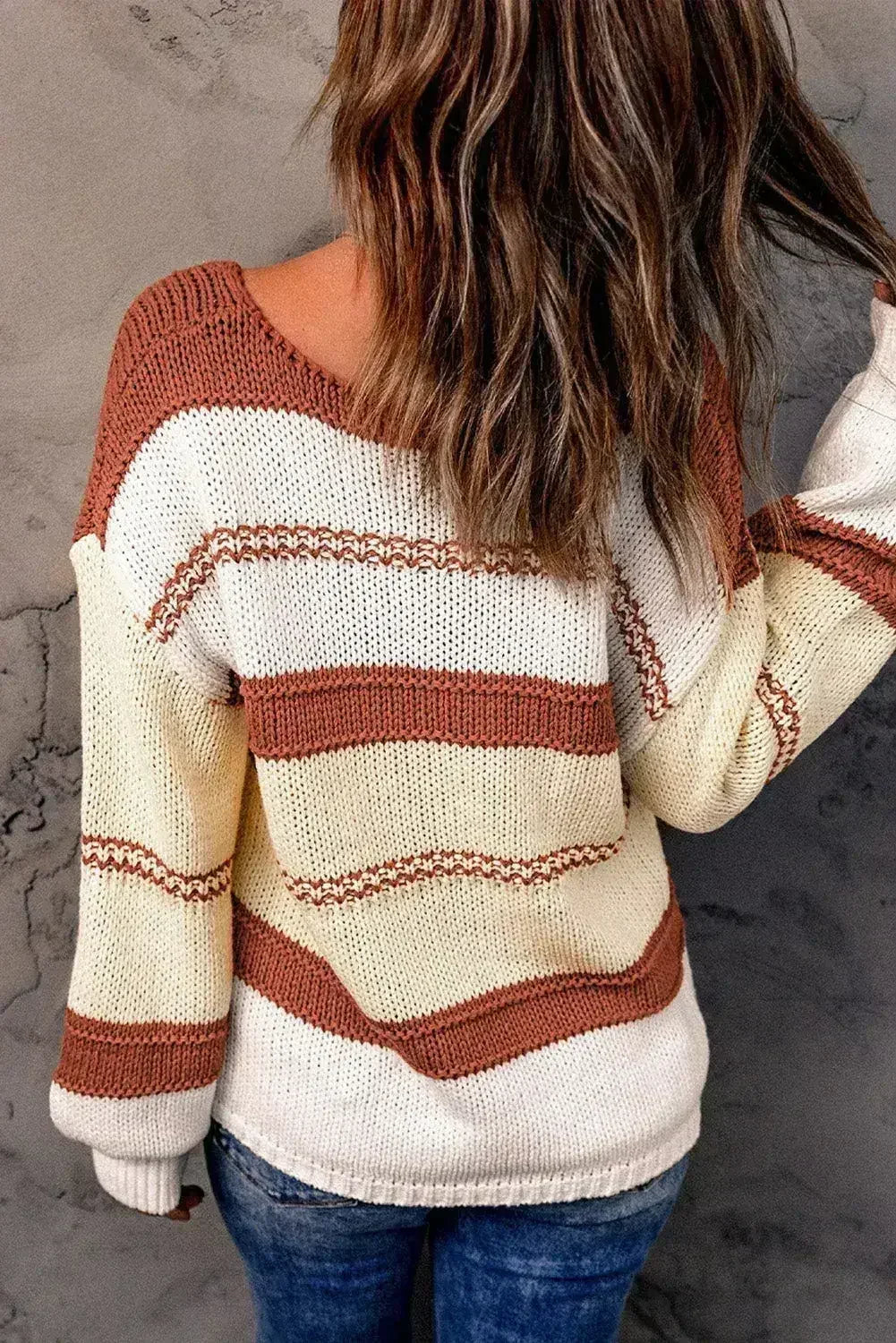 Beige Red Striped Sweater - SJB-DIAMOND ELITES