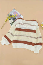 Beige Red Striped Sweater - SJB-DIAMOND ELITES