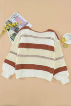 Beige Red Striped Sweater - SJB-DIAMOND ELITES